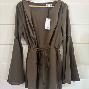 LoveRiche Olive Green Long-Sleeve Romper NWT
